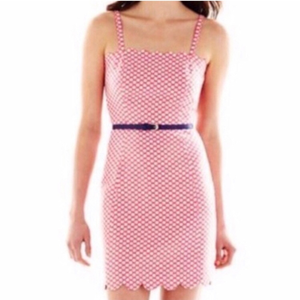 I Heart Ronson Polka Dot Dress with Scalloped Hem